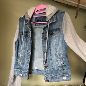 Rue 21 Hooded Combo Denim Jacket